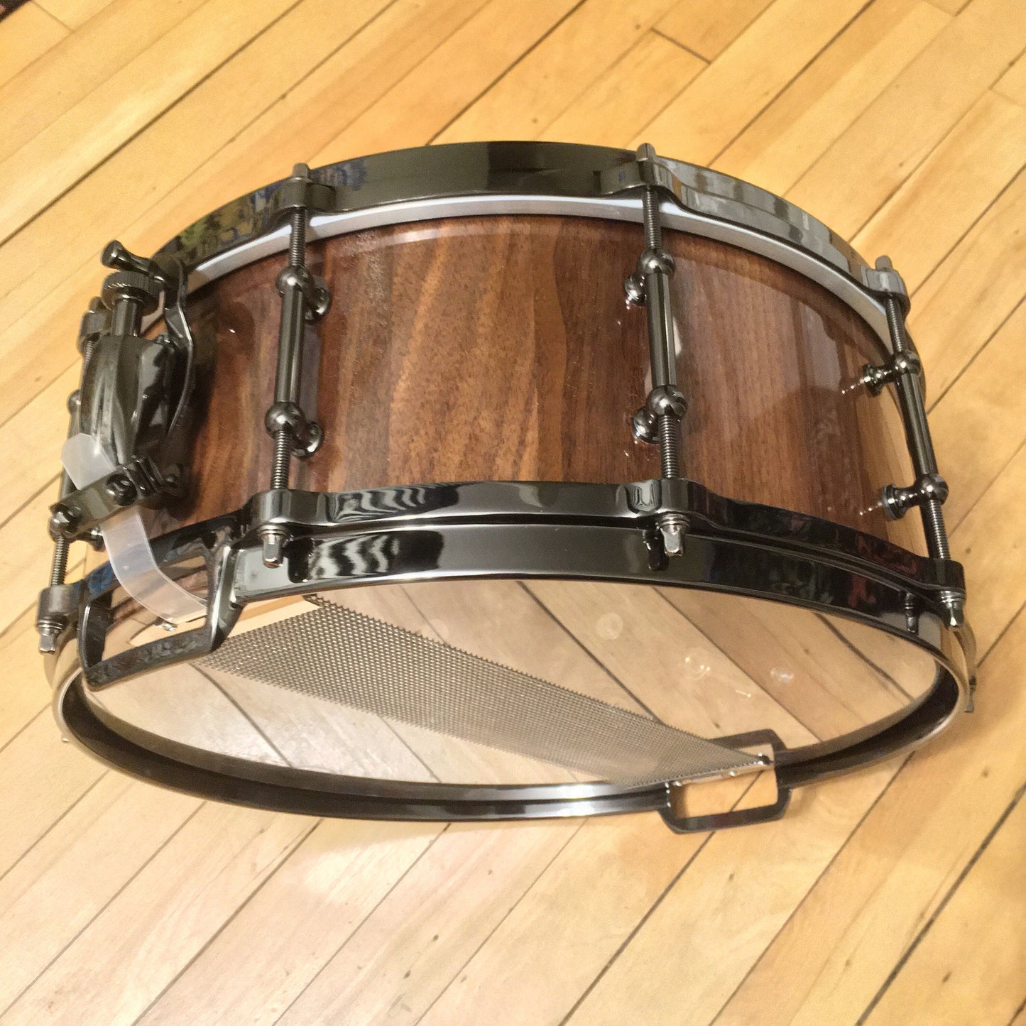 Snare Drum, Stave Snare, Walnut Snare Drum, Die Cast Hoops, Lacquer Finish, Black Nickel Hardware