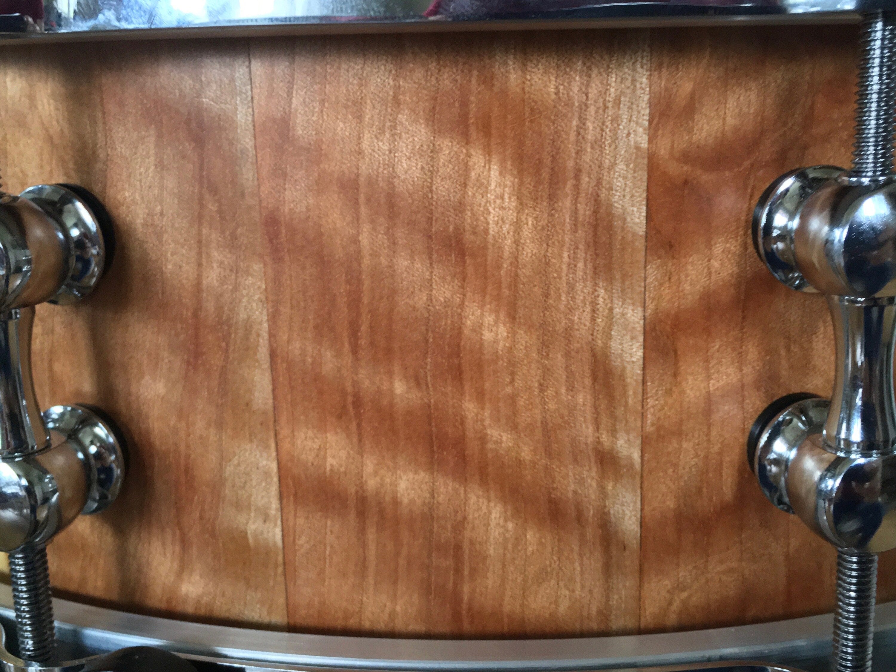 Snare Drum, Figured Birch, Stave Construction, Reinforcement Rings, 14