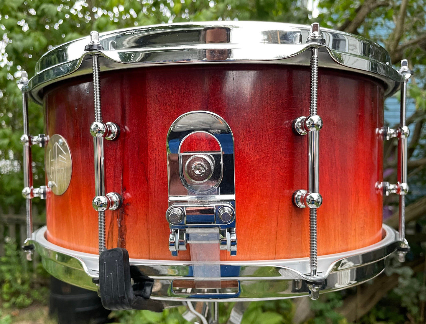 Beech snare drum, stave snare drum, solid wood snare,  8 lug snare.