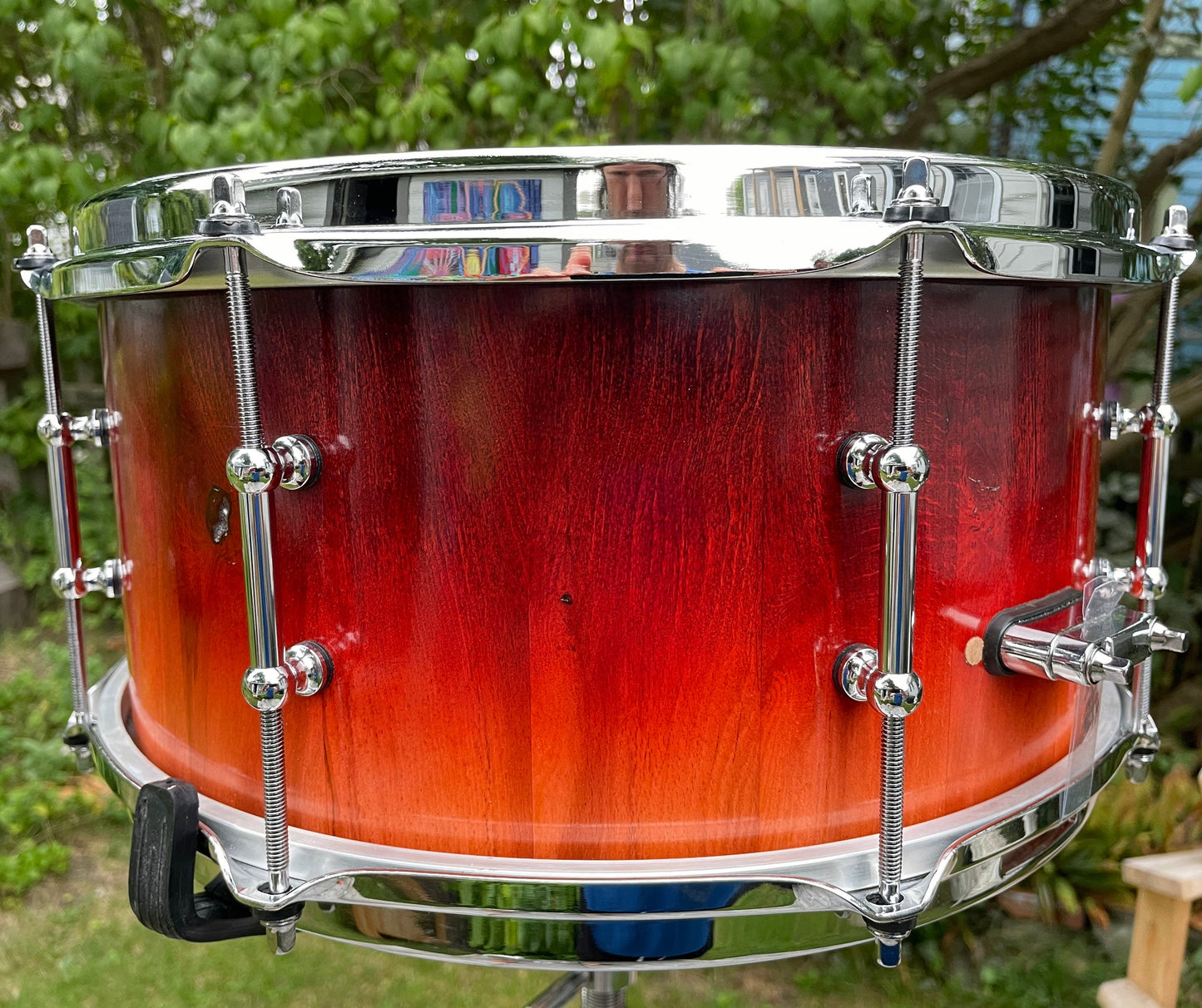 Beech snare drum, stave snare drum, solid wood snare,  8 lug snare.