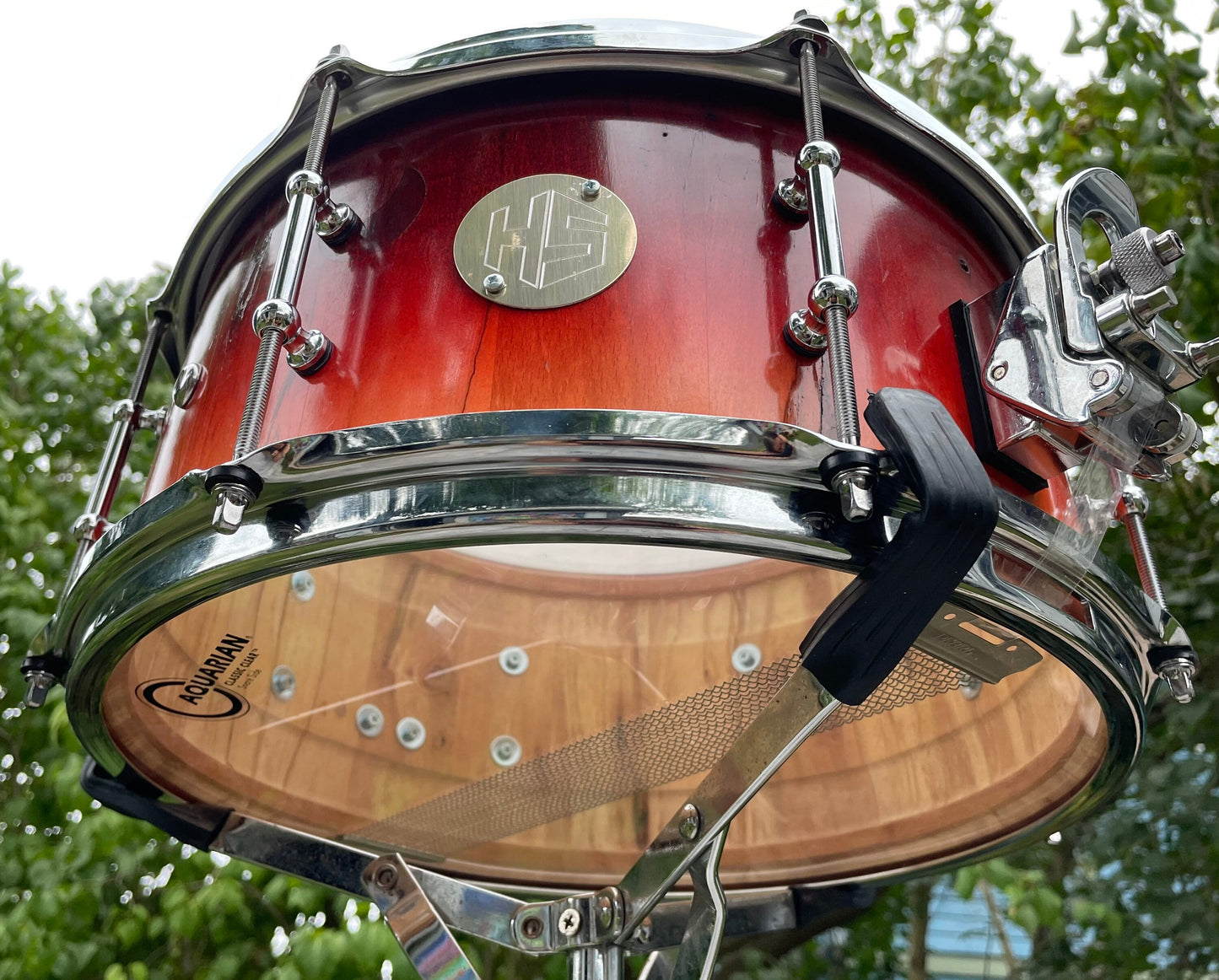 Beech snare drum, stave snare drum, solid wood snare,  8 lug snare.