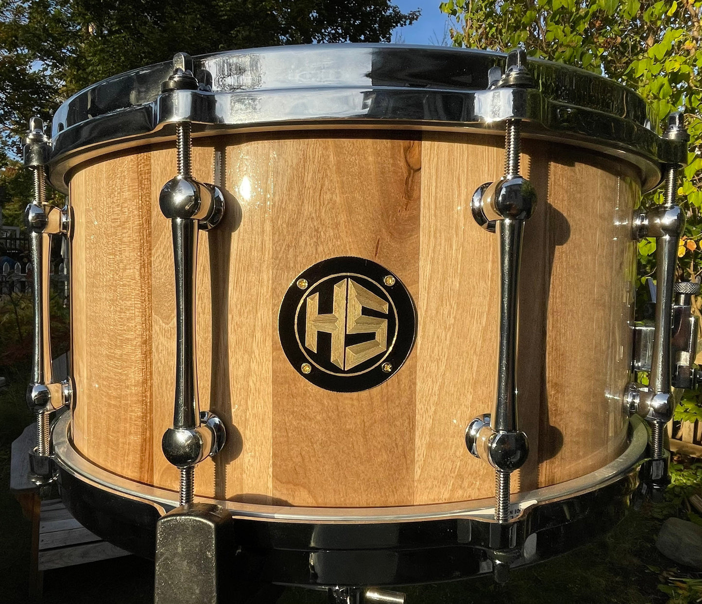 Snare drum, solid wood snare, solid hickory stave snare drum, for drum kit.