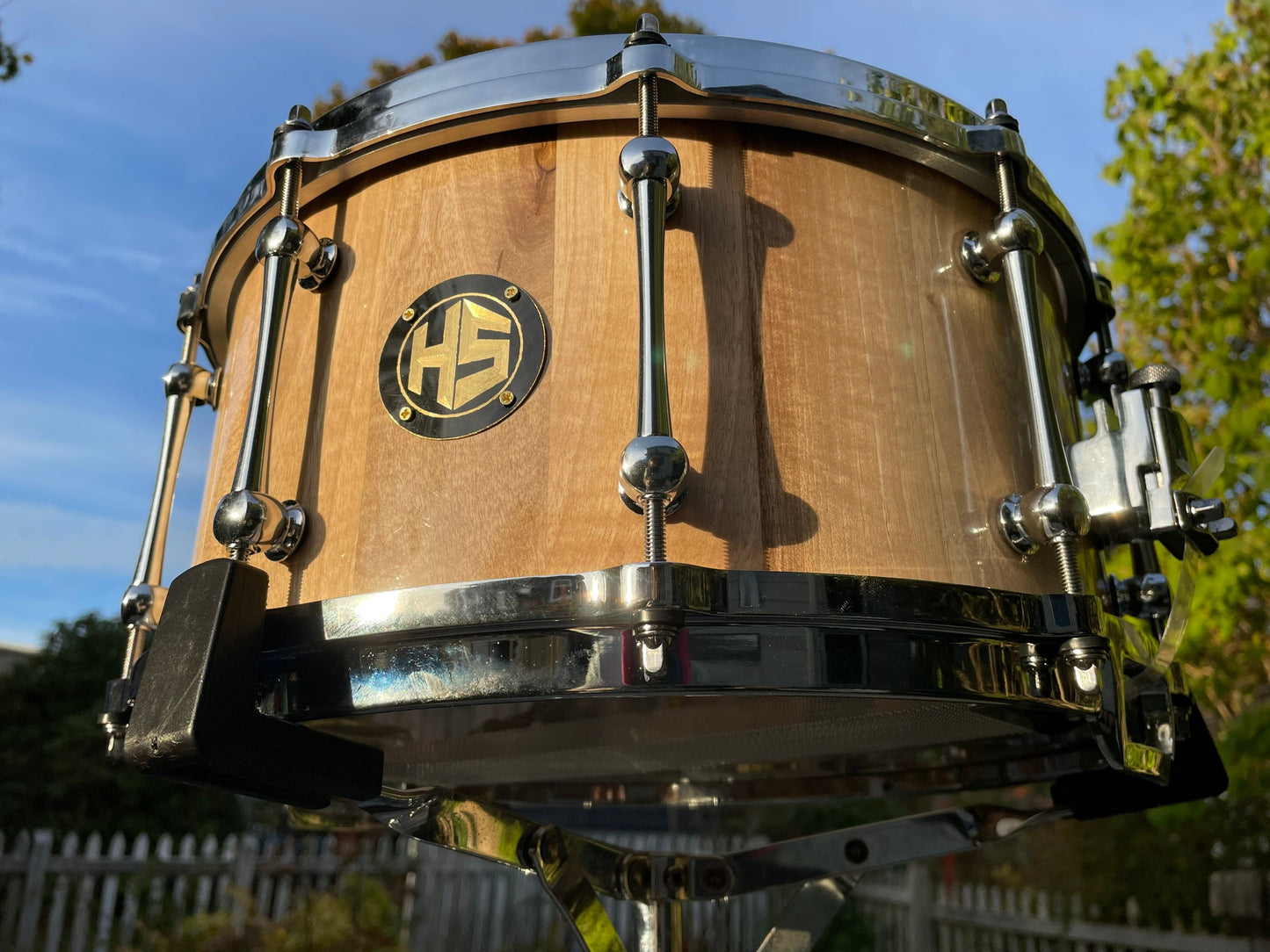 Snare drum, solid wood snare, solid hickory stave snare drum, for drum kit.