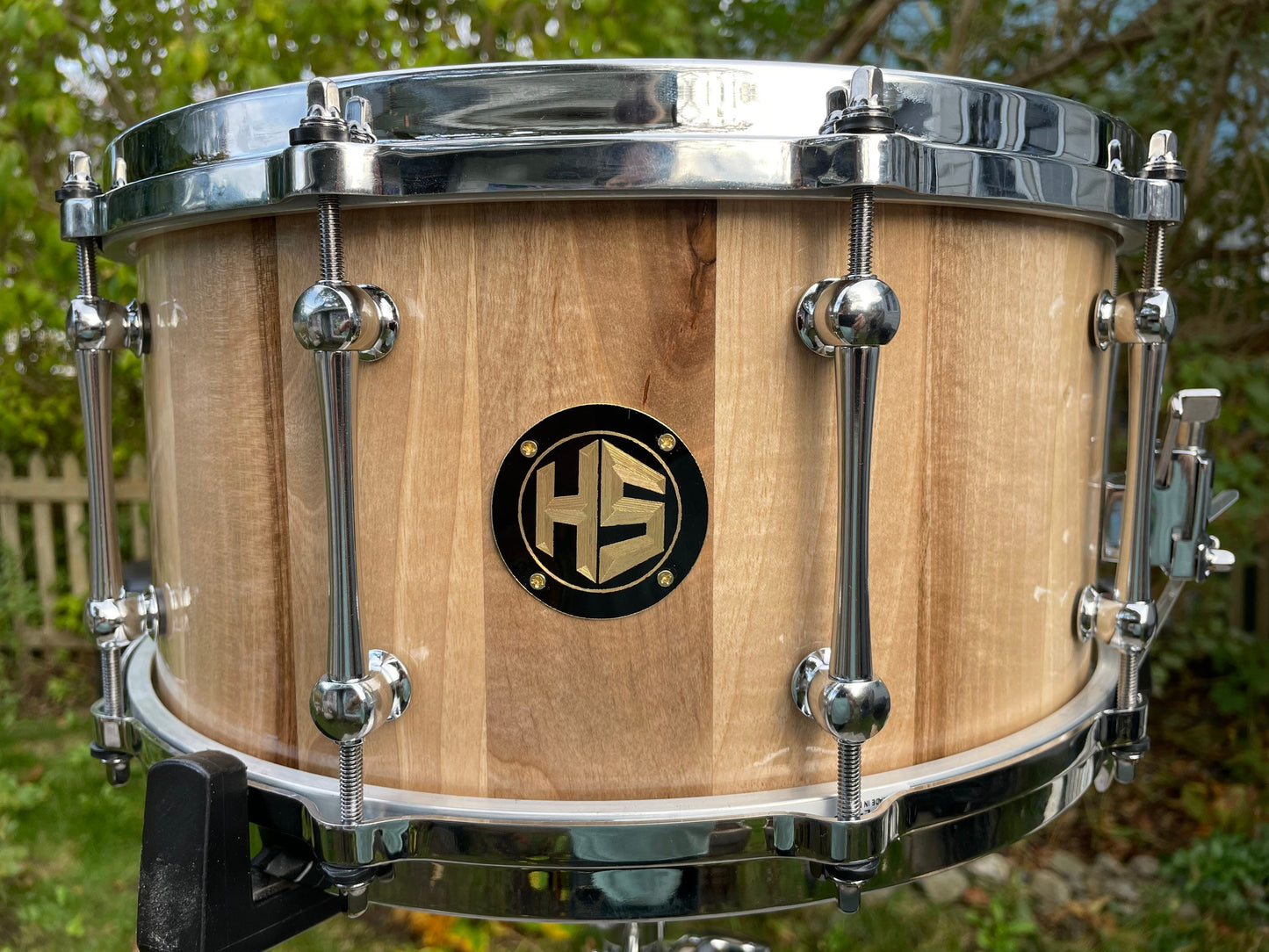 Snare drum, solid wood snare, solid hickory stave snare drum, for drum kit.