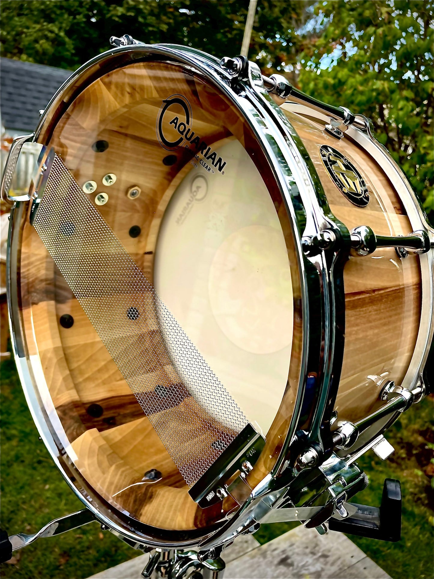 Snare drum, solid wood snare, solid hickory stave snare drum, for drum kit.